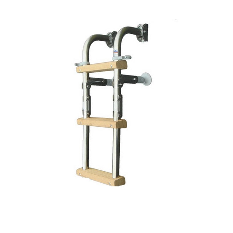 ΣΚΑΛΑ INOX ΜΕ 3 ΣΚΑΛΙΑ ΞΥΛΙΝΑ W23xL56cm