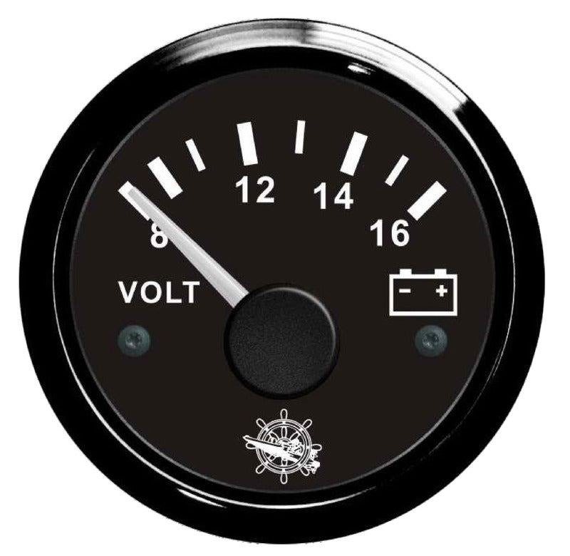 Όργανο Ελέγχου Βολτόμετρο Μαύρο Inox 8-16V