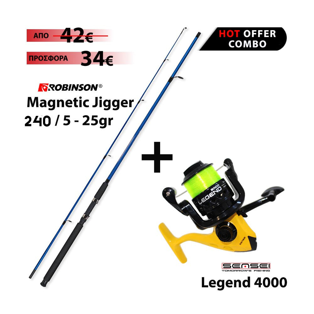 Combo Spinning Robinson Magnetic Jigger 240 / 5 - 25gr + Sensei Legend 4000