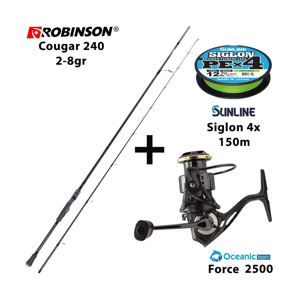 Προσφορά Combo LRF Robinson Cougar 240 2-8 + Oceanic Team Force 2500 + Sunline Siglon 150m 4x