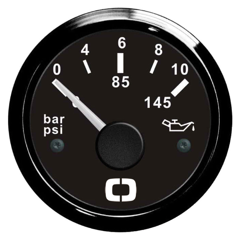 Όργανο Ελέγχου Πίεσης Λαδιού Μαύρο Inox 0-10 bar